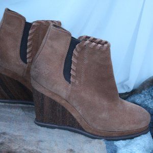 Ariat Tan Bootie with Faux Wood Wedge